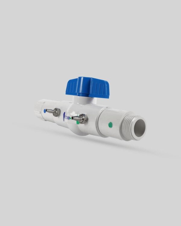 Hose connector w/ball valve 3060 BV angle view