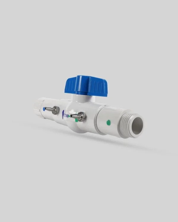 Hose connector w/ball valve 3060 BV angle view