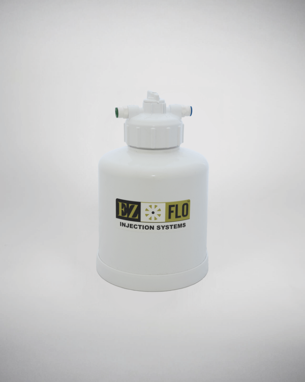White EZ-FLO-1 injection system container with nozzle on a plain background.