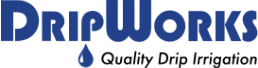 DripWorks logo in blue text with a water drop, accompanied by the tagline "Quality Drip Irrigation.